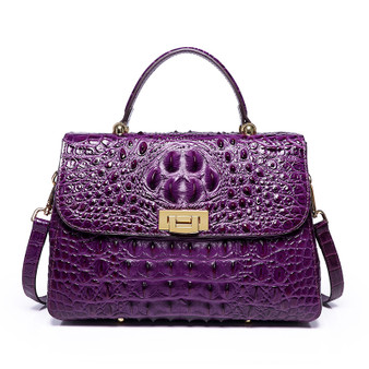 New Genuine Crocodile-Embossed Leather Handbag Premium Top Grain Cowhide Women's Shoulder Bag, Fashion Crossbody Purse