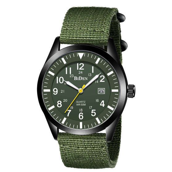 Biden 0321 Watches Nylon Belt Material 50M Waterproof Business Men Quartz Watch Calendar Week Wristwatch Gifts Relogio Masculino