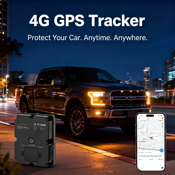 Portable 4G Car GPS Tracker Anti-Theft, Pickup Trucks Live Tracking, Motion & Tamper Alert, 30+ Days Standby with SIM - Paid APP