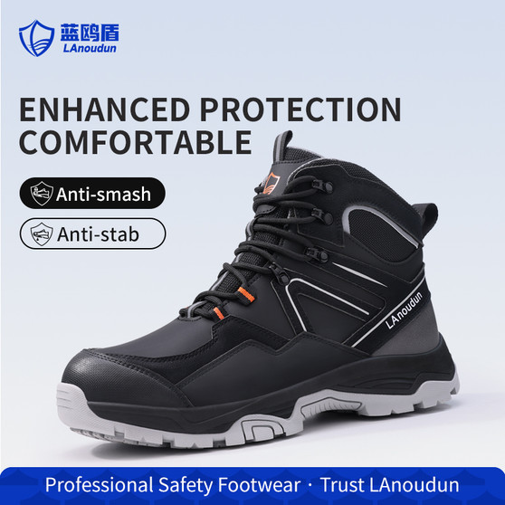 Lanoudun Building Site Safety Shoes For Men Black Steel Toe Puncture Resistant EN Steel Toe Cap Microfiber