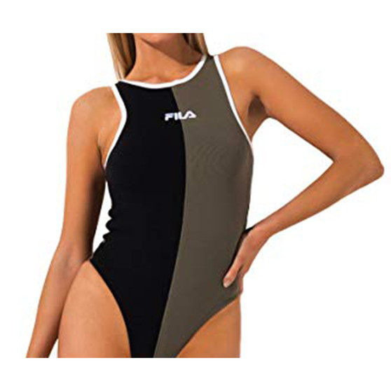 Fila Manon Bodysuits in Black/Dark Olive/White for Men Stylish Beachwear & Bikinis | 100% Authentic 