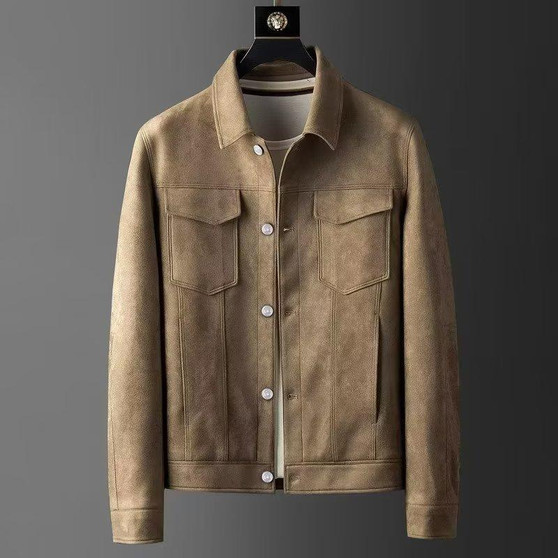 New Spring Autumn Casual Jackets Men Turn Down Collar Slim Fit England Style Deerskin Fleece Jacket Male Vintage Outwear Coats