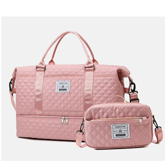 Large Capacity Travel Weekender Bag With Wet Pocket Shoes Compartment 2pcs Carry on Duffel Tote Bag Set With Small Handbag