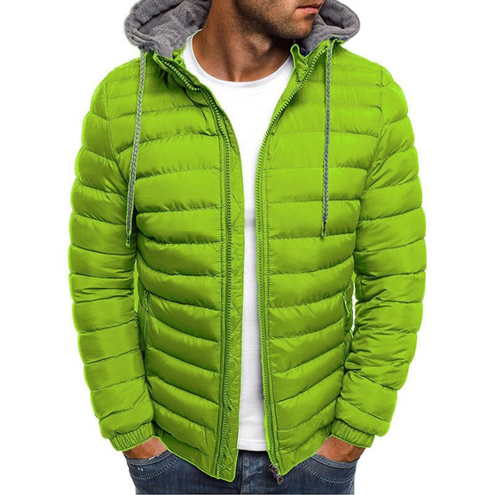 Men Fashion Quilted Padded Jacket Hooded Solid Color Casual Zip Up Outerwear Multi‑color Options Winter Warm Men Coat