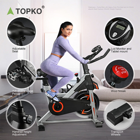 TOPKO US Warehouse Comfortable Seat Cushion Spinning Bike for Home and Gym Workout Women/men Body Strengthening