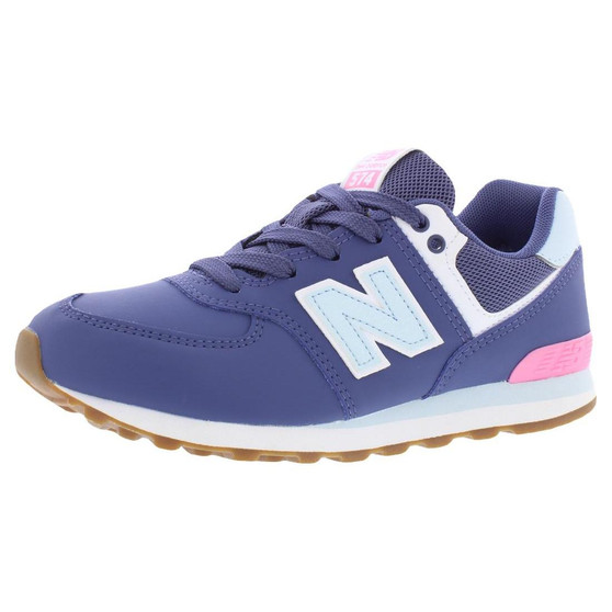 New Balance 574 Leather Girls Shoes Blue Color Walking Style