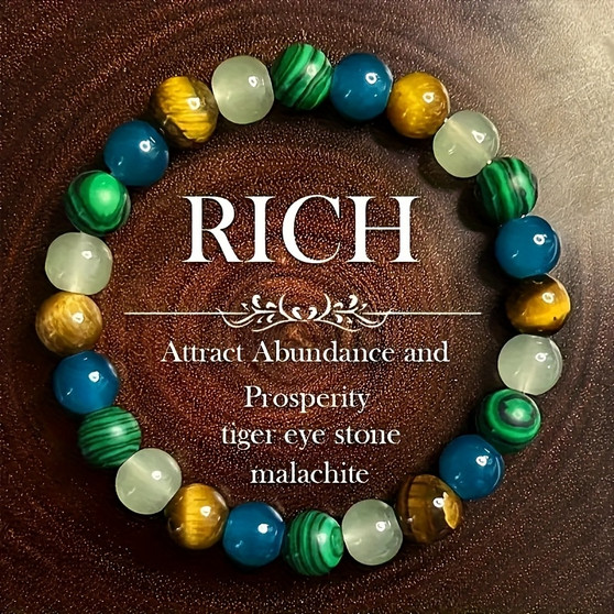 Natural Stone Bracelet Set for Men & Women - Bohemian Eye Stone, August Birthstone Gift, Wealth & Good Luck Charm