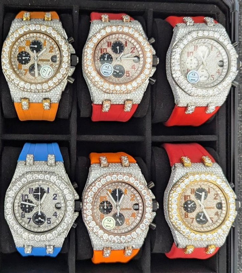Luxury Quartz Stainless Steel Diamond Watch 5ATM Waterproof Mens Hip Hop Fashion High Quality Glass Crystal Dial 41mm Wedding