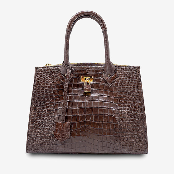 Hot Sale Custom Designer Genuine Crocodile Leather Handbag for Men Women Single Strap Size L32xW14xH24.5cm Elegant Leather Bags