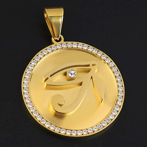 Jewelry Wholesale Horus Eye Necklace Pendant 925 Silver 18K Gold Plating Round Jewelry Hip Hop Fashion Mens' Coin Pendants