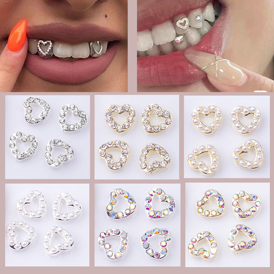 3pcs/Box Dental Tooth Gems Teeth Crystal Ornament Metal Tooth Gems Various Shape Beauty Oral Decorations