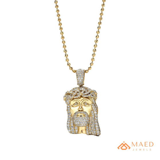 Luxury Face Jesus Head Moissanite Pendant Necklace Gold Christian Charm Hip Hop Fashion Jewelry Wedding Gift Unisex