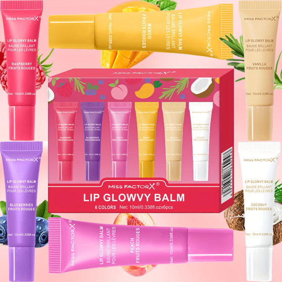 6-piece fruit flavored lip gloss set, moisturizing lip oil, glossy hydration, the best choice for women's holiday gifts