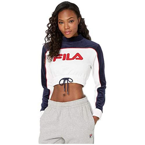 Fila Women's Active Cop Top LS Shirt Sporty Lightweight Spandex Printed Plus Size Blue/White/Red | 100% Authentic 
