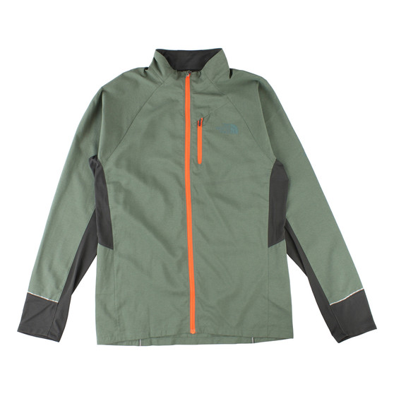 North Face Mens Soft Shell Jacket Wreath Green/Asphalt Grey Windproof Breathable Moisture-Wicking Outdoor Hiking Stand Regu