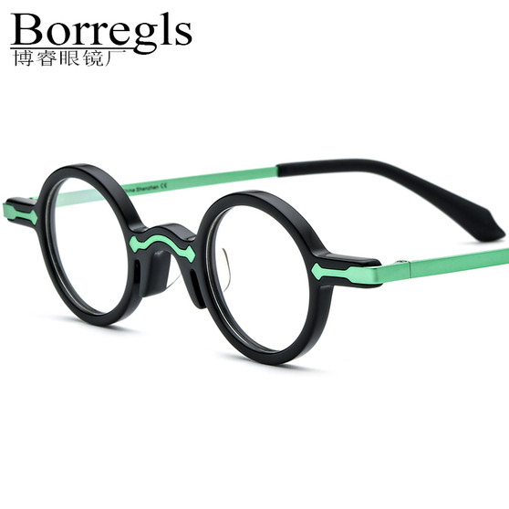 Borregls Acetate Alloy Glasses Frame Men 2025 New Brand Design Vintage Retro Small Round Eyeglasses Women Optical Eyewear 19215