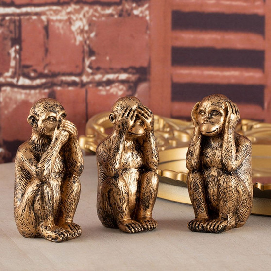 Resin Three Wise Monkeys Figurines Don't See Don't Speak Home Decor Crafts Don't Hear Creative Design Monkey Ornaments