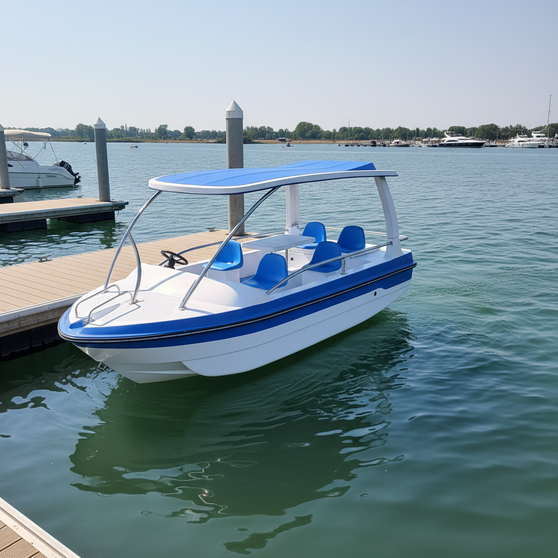 Low Speed 6-8 Person Electric Fiberglass Boat with 800w Power 8-person Battery Fiberglass Boat with Automatic Drainage System