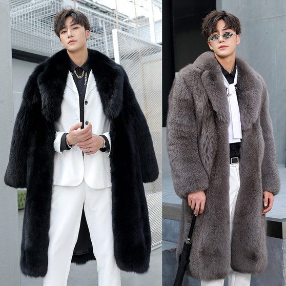 Winter new men's fur coat fox fur coat fattening lamb fur coat warm casual windbreaker
