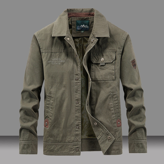 Spring Autumn Men's Cotton Jackets Trendy Men's Fashion Outerwear Windbreaker Coats Men Turn-Down Collar Tactical Jackets 5XL