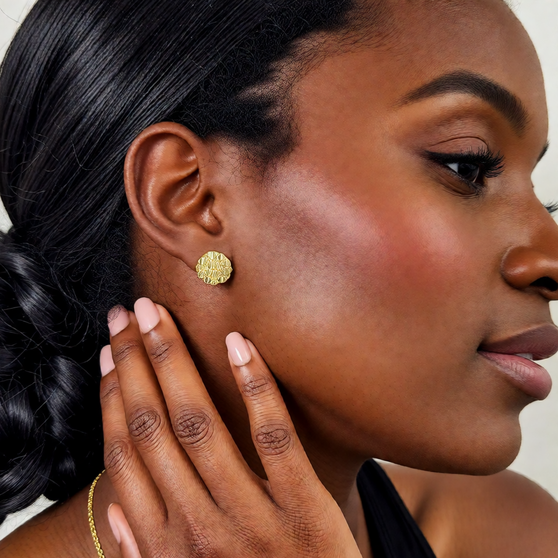 14k Gold Plated 12mm round Stud Earrings for Men And Women Fashion Jewelry Irregular Geometric Shape Gold Nugget Earrings