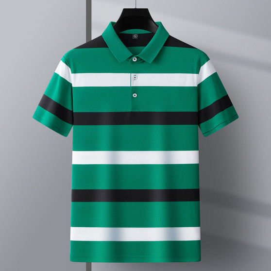 Striped Polo Shirt Man Short Sleeve Fashion Polo Shirt Men Business Casual Cotton Polo Hombre Breathable Summer Tops Lapel 2025