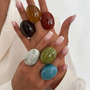 PuRui 6 Color Boho Irregular Geometry Resin Chunky Rings for Women Trendy Vintage Acrylic Knuckle Rings Charm Aesthetic Jewelry