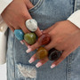PuRui 6 Color Boho Irregular Geometry Resin Chunky Rings for Women Trendy Vintage Acrylic Knuckle Rings Charm Aesthetic Jewelry