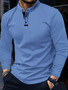 A Stylish Men's Round-Neck Plain Spliced Polo Shirt Suitable for Wearing at Home in Summer, Autumn, and Winter