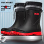 Fashionable Men's Rain Boots Mid-Calf Waterproof Anti-Slip Reflective Fishing Shoes EVA Sole Plastic Upper China Made