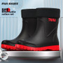 Fashionable Men's Rain Boots Mid-Calf Waterproof Anti-Slip Reflective Fishing Shoes EVA Sole Plastic Upper China Made