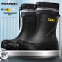 Fashionable Men's Rain Boots Mid-Calf Waterproof Anti-Slip Reflective Fishing Shoes EVA Sole Plastic Upper China Made