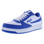 Fila Men's Low Leather Walking Shoes White/Prince Blue/Prince Blue Mesh Upper and Lining Height Increasing Fashion Trend