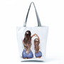 Golden Afro Woman Printed Handbags Pretty Fashion Shoulder Bag Eco Portable Shopping Bag High Capacity Beach Bag Practical Tote