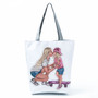 Golden Afro Woman Printed Handbags Pretty Fashion Shoulder Bag Eco Portable Shopping Bag High Capacity Beach Bag Practical Tote