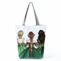 Golden Afro Woman Printed Handbags Pretty Fashion Shoulder Bag Eco Portable Shopping Bag High Capacity Beach Bag Practical Tote