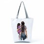 Golden Afro Woman Printed Handbags Pretty Fashion Shoulder Bag Eco Portable Shopping Bag High Capacity Beach Bag Practical Tote