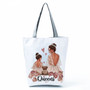 Golden Afro Woman Printed Handbags Pretty Fashion Shoulder Bag Eco Portable Shopping Bag High Capacity Beach Bag Practical Tote