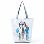 Golden Afro Woman Printed Handbags Pretty Fashion Shoulder Bag Eco Portable Shopping Bag High Capacity Beach Bag Practical Tote