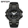 Sanda 3186 Digital Movement Men Golden Hand Wristwatch Chronograph LED Week Display Luminous Stop Watch