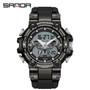 Sanda 3186 Digital Movement Men Golden Hand Wristwatch Chronograph LED Week Display Luminous Stop Watch