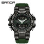 Sanda 3186 Digital Movement Men Golden Hand Wristwatch Chronograph LED Week Display Luminous Stop Watch