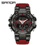 Sanda 3186 Digital Movement Men Golden Hand Wristwatch Chronograph LED Week Display Luminous Stop Watch