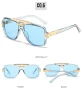 SO&EI Retro Square Double Bridges Men Sunglasses Fashion Brand Designer Shades UV400 Women Gradient Sun Glasses