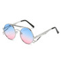 SHAUNA Retro Metal Double Bridges Round Sunglasses Women Fashion Gradient Mirror Eyewear Men Trending Punk Spring Sun Glasses