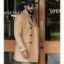 Fashion Men Fall Winter Trench Coat Long Sleeve Coat Notch Collar British Style Mid Length Men Jacket