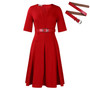 Women's Autumn Fashion Elegant Solid Color Five-quarter Sleeve African Dress