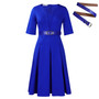 Women's Autumn Fashion Elegant Solid Color Five-quarter Sleeve African Dress