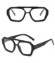 Vintage Square Sunglasses for Women Men Thick Frame Double Bridges Eyewear Female Fashion Chic Polygon Sun Glasses Leopard Blue