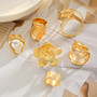6Pcs/Set Fashion Imitation Pearl Flower Rings For Women Irregular Exaggerated Gold Color Line Rings Set New Female Jewelry Gifts